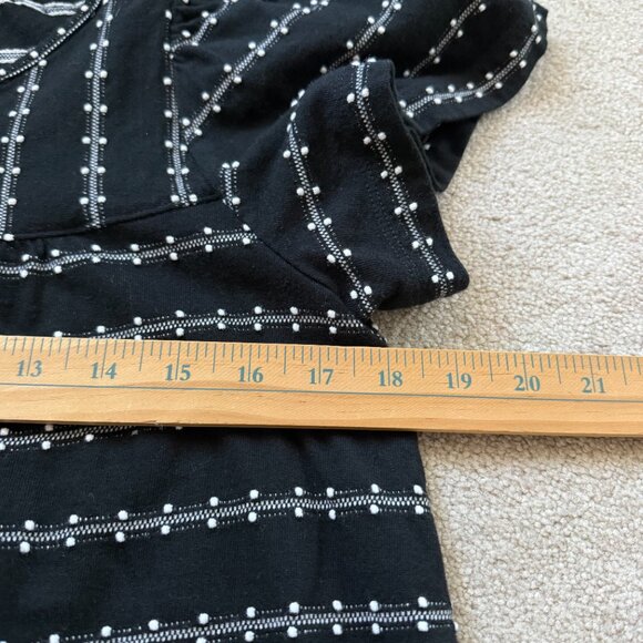 LOFT Black Textured Flowy Blouse Boho Striped Sz M - Picture 4 of 8